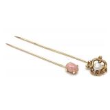 (2) Early 14K Yellow Gold Stickpins (2) Early 14K Yellow Gold Stickpins