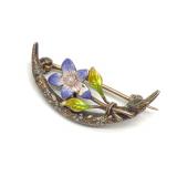 14K Gold Art Nouveau Flower Enamel Brooch / Pin 14K Gold Art Nouveau Flower Enamel Brooch / Pin