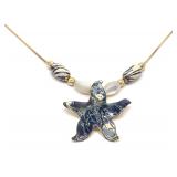 14K Gold & Enamel Starfish Necklace (17' long) 14K Gold & Enamel Starfish Necklace (17' long)