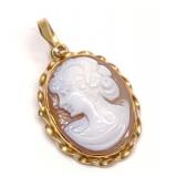 14K Gold Carved Cameo Shell Pendant 14K Gold Carved Cameo Shell Pendant