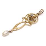 Victorian 10K Gold Diamond Lavalier Pendant Victorian 10K Gold Diamond Lavalier Pendant
