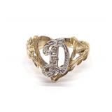 14K Gold Two Tone 'D' Initial Ring (sz 6.75) 14K Gold Two Tone 'D' Initial Ring (sz 6.75)