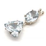 14K W. Gold Aquamarine Trillion & Oval Cut Pendant 14K W. Gold Aquamarine Trillion & Oval Cut Pendant