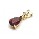 14K Gold Pear Garnet (1.15ct) & Diamond Pendant 14K Gold Pear Garnet (1.15ct) & Diamond Pendant