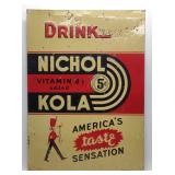 Nichol Kola Single Sided Tin Embossed Sign 28x20' Nichol Kola Single Sided Tin Embossed Sign 28x20'