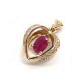 14K Gold Ruby & Diamond Drop Pendant 14K Gold Ruby & Diamond Drop Pendant