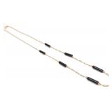 14K Gold & Black Coral Bead Chain Necklace 18.75' 14K Gold & Black Coral Bead Chain Necklace 18.75'