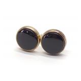 14K Gold Polished Onyx Stud Earrings (8mm Wide) 14K Gold Polished Onyx Stud Earrings (8mm Wide)