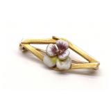10K Gold Art Nouveau Enamel Pansy Brooch 10K Gold Art Nouveau Enamel Pansy Brooch