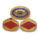 (3) 14K & 10K Gold Lapel Award Pins (3) 14K & 10K Gold Lapel Award Pins