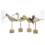 4 Carved Shorebird Decoys 4 Carved Shorebird Decoys