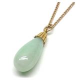 10K Gold Jadeite Necklace Pendant & Chain (18' L) 10K Gold Jadeite Necklace Pendant & Chain (18' L)
