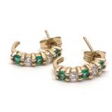 10K Gold Green & Clear Stone Earrings 10K Gold Green & Clear Stone Earrings