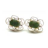 14K Gold Filigree Quartzite Stud Earrings 14K Gold Filigree Quartzite Stud Earrings