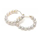 14K Gold Pearl Hoop Earrings (4mm pearl) 14K Gold Pearl Hoop Earrings (4mm pearl)