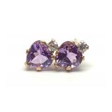 10K Gold Heart Cut Amethyst Stud Earrings 10K Gold Heart Cut Amethyst Stud Earrings