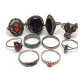 10 Sterling Silver Rings (Includes Onyx) 10 Sterling Silver Rings (Includes Onyx)