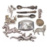 11 Vintage Sterling Silver Figural Brooches / Pins 11 Vintage Sterling Silver Figural Brooches / Pins