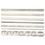 7 Sterling Silver Necklaces & Bracelet Chains 7 Sterling Silver Necklaces & Bracelet Chains