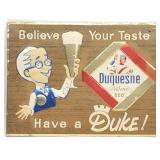 Vintage Duquesne Duke Beer Tin Embossed Sign Vintage Duquesne Duke Beer Tin Embossed Sign