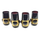 4 Amethyst & Brass Blown Drinking Glasses 4 Amethyst & Brass Blown Drinking Glasses