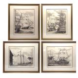 4 Alan Jay Gaines Signed Nautical Ship Etchings 4 Alan Jay Gaines Signed Nautical Ship Etchings