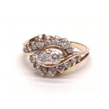 14K Gold & Diamond (1.15 ctw) Bypass Ring (sz 7)
