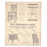 19th C. WM Reisinger & Son Gen Store Advertisement