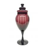 13.5" Amethyst Lidded Blown Glass Vase