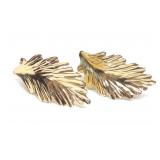 14K Yellow Gold Leaf Shaped Earrings