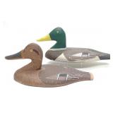 Pair of Wing-Duck Mallard Hen & Drake Duck Decoys