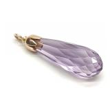 10K Yellow Gold Briolette Cut Amethyst Pendant
