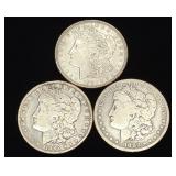 3 Morgan Dollar US Coins (1882-O, 1892-O, 1921-D)