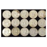 (15) Franklin Half Dollar US Coins (90% Silver)