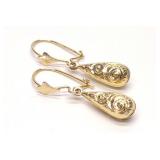 14K Yellow Gold Dangle Drop Earrings
