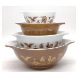 4 pc Pyrex Early American Mixing Bowl Set