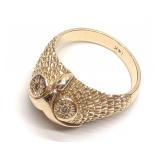 14K Gold & Diamond Owl Form Ring (sz 6.25)