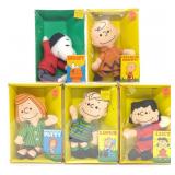 5 Vintage Ideal Peanuts Rag Doll Toys Sealed