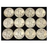 (12) Walking Liberty Half Dollar US Coins