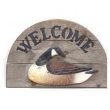 Carved Canada Goose Welcome Wooded Sign
