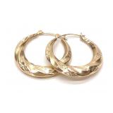 14K Yellow Gold Twisted Hoop Earrings