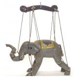 Antique Wooden Elephant Marionette Puppet