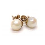 14K Gold 6mm Cultured Pearl Stud Earrings