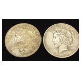 (2) Peace Dollar US Coins (1924 & 1928 S)