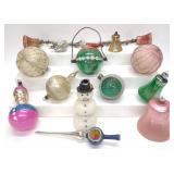 14 Vintage Figural Christmas Ornaments & Topper