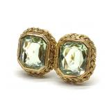 14K Gold & Green Feldspar Earrings