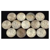 (13) Walking Liberty Half Dollar US Coins
