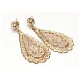 14K Yellow & Rose Gold Filigree Dangle Earrings