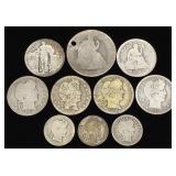 (10) 90% Silver US Coins (Barber & Liberty)