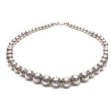 21" Taxco Sterling Silver Graduated Bead Necklace